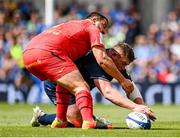 14 May 2022; Tadhg Furlong of Leinster contests a loose ball with Dorian Aldegheri of Toulouse during the Heineken Champions Cup Semi-Final match between Leinster and Toulouse at the Aviva Stadium in Dublin. Photo by Harry Murphy/Sportsfile