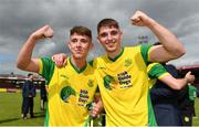 14 May 2022; Eoin Murphy, left, and Cian Murphy of Rockmount AFC celebrate after their side's victory in the FAI Centenary Intermediate Cup Final 2021/2022 match between Rockmount AFC and Bluebell United at Turner's Cross in Cork. Photo by Seb Daly/Sportsfile
