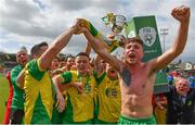 14 May 2022; Rockmount AFC players celebrate with the Pat O'Brien Intermediate Challenge Cup after their side's victory in the FAI Centenary Intermediate Cup Final 2021/2022 match between Rockmount AFC and Bluebell United at Turner's Cross in Cork. Photo by Seb Daly/Sportsfile