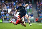 14 May 2022; Jimmy O'Brien of Leinster is tackled by Pierre Fouyssac of Toulouse during the Heineken Champions Cup Semi-Final match between Leinster and Toulouse at Aviva Stadium in Dublin. Photo by Brendan Moran/Sportsfile