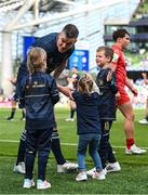 14 May 2022; Jonathan Sexton of Leinster is congratulated by his children Amy, Sophie and Luca as Antoine Dupont of Toulouse leaves the pitch after the Heineken Champions Cup Semi-Final match between Leinster and Toulouse at Aviva Stadium in Dublin. Photo by Brendan Moran/Sportsfile