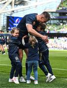14 May 2022; Jonathan Sexton of Leinster is congratulated by his children Amy, Sophie and Luca after the Heineken Champions Cup Semi-Final match between Leinster and Toulouse at Aviva Stadium in Dublin. Photo by Brendan Moran/Sportsfile