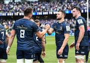 14 May 2022; Robbie Henshaw and Jack Conan of Leinster embrace after their side's victory in the Heineken Champions Cup Semi-Final match between Leinster and Toulouse at the Aviva Stadium in Dublin. Photo by Harry Murphy/Sportsfile