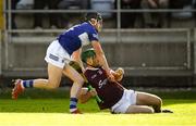 14 May 2022; Brian Concannon of Galway is tackled by Donnchadh Hartnett of Laois during the Leinster GAA Hurling Senior Championship Round 4 match between Laois and Galway at MW Hire O’Moore Park in Portlaoise, Laois. Photo by Ray McManus/Sportsfile