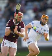 14 May 2022; Conor Whelan of Galway shoots past Laois goalkeeper Enda Rowland to score a goal during the Leinster GAA Hurling Senior Championship Round 4 match between Laois and Galway at MW Hire O’Moore Park in Portlaoise, Laois. Photo by Ray McManus/Sportsfile
