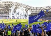 14 May 2022; Leinster supporters wave flags before the Heineken Champions Cup Semi-Final match between Leinster and Toulouse at the Aviva Stadium in Dublin. Photo by Harry Murphy/Sportsfile