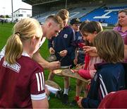14 May 2022; Galway goalkeeper Éanna Murphy signs autographs after the Leinster GAA Hurling Senior Championship Round 4 match between Laois and Galway at MW Hire O’Moore Park in Portlaoise, Laois. Photo by Ray McManus/Sportsfile