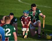 14 May 2022; Aaron Craig of Westmeath and his son Oisín, aged 3, during the warm-down, after the Leinster GAA Hurling Senior Championship Round 4 match between Westmeath and Wexford at TEG Cusack Park in Mullingar, Westmeath. Photo by Daire Brennan/Sportsfile
