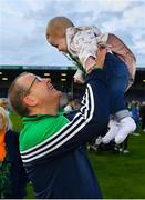 14 May 2022; Limerick manager Billy Lee celebrates with his granddaughter Mila, aged 7 months, after the Munster GAA Senior Football Championship Semi-Final match between Tipperary and Limerick at FBD Semple Stadium in Thurles, Tipperary. Photo by Diarmuid Greene/Sportsfile