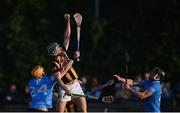 14 May 2022; Tommy Walsh of Kilkenny in action against Eamon Dillon, left, and Mark Schutte, right, of Dublin during the Leinster GAA Hurling Senior Championship Round 4 match between Dublin and Kilkenny at Parnell Park in Dublin. Photo by Stephen McCarthy/Sportsfile