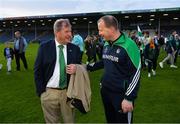 14 May 2022; Limerick manager Billy Lee is congratulated by JP McManus after the Munster GAA Senior Football Championship Semi-Final match between Tipperary and Limerick at FBD Semple Stadium in Thurles, Tipperary. Photo by Diarmuid Greene/Sportsfile