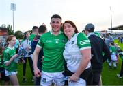 14 May 2022; Iain Corbett of Limerick celebrates with his mother Breda after the Munster GAA Senior Football Championship Semi-Final match between Tipperary and Limerick at FBD Semple Stadium in Thurles, Tipperary. Photo by Diarmuid Greene/Sportsfile