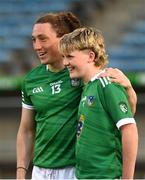 14 May 2022; Peter Nash of Limerick celebrates with Limerick primary game footballer DJ Kelly after the Munster GAA Senior Football Championship Semi-Final match between Tipperary and Limerick at FBD Semple Stadium in Thurles, Tipperary. Photo by Mark Sheahan /Sportsfile