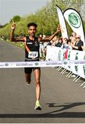 15 May 2022; Efrem Gidey of Clonliffe Harriers A.C., Dublin, on his way to winning the Irish Runner 5k sponsored by Sports Travel International incorporating the AAI National 5k Road Championships at Phoenix Park in Dublin. Photo by Harry Murphy/Sportsfile