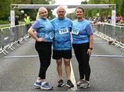15 May 2022; Operation Transformation leaders, from left, Kathleen Mullins, John Ryan and Katie Jones before the Irish Runner 5k sponsored by Sports Travel International incorporating the AAI National 5k Road Championships at Phoenix Park in Dublin. Photo by Harry Murphy/Sportsfile