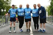 15 May 2022; Operation Transformation leaders, from left, Kathleen Mullins, John Ryan and Katie Jones, centre, with Nathan Ryan and Philip Kampff before the Irish Runner 5k sponsored by Sports Travel International incorporating the AAI National 5k Road Championships at Phoenix Park in Dublin. Photo by Harry Murphy/Sportsfile