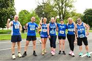 15 May 2022; In attendance are runners from LSA, from left, Fintan Counihan, Richard Corcoran, Amanda Mcara, Alexandria Conway, Suzanne Gore, Ciara Cullen and Ian Tiernan before the Irish Runner 5k sponsored by Sports Travel International incorporating the AAI National 5k Road Championships at Phoenix Park in Dublin. Photo by Harry Murphy/Sportsfile