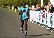 15 May 2022; Peter Somba of Dunboyne AC, Meath, on his way to finishing 2nd in the Irish Runner 5k sponsored by Sports Travel International at Phoenix Park in Dublin. Photo by Harry Murphy/Sportsfile
