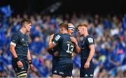 14 May 2022; Leinster players, from left, Joe McCarthy, Rhys Ruddock, Garry Ringrose and Ciarán Frawley after their side's victory in the Heineken Champions Cup Semi-Final match between Leinster and Toulouse at the Aviva Stadium in Dublin. Photo by Harry Murphy/Sportsfile