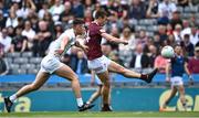15 May 2022; John Heslin of Westmeath shoots under pressure from Shea Ryan of Kildare during the Leinster GAA Football Senior Championship Semi-Final match between Kildare and Westmeath at Croke Park in Dublin. Photo by Piaras Ó Mídheach/Sportsfile