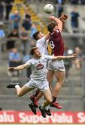 15 May 2022; Jonathan Lynam of Westmeath in action against Shea Ryan and Tony Archbold of Kildare during the Leinster GAA Football Senior Championship Semi-Final match between Kildare and Westmeath at Croke Park in Dublin. Photo by Seb Daly/Sportsfile