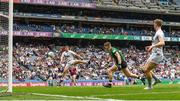 15 May 2022; Jimmy Hyland of Kildare scores his side's first goal during the Leinster GAA Football Senior Championship Semi-Final match between Kildare and Westmeath at Croke Park in Dublin. Photo by Seb Daly/Sportsfile