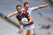 15 May 2022; Kevin Maguire of Westmeath in action against Paul Cribbin of Kildare during the Leinster GAA Football Senior Championship Semi-Final match between Kildare and Westmeath at Croke Park in Dublin. Photo by Piaras Ó Mídheach/Sportsfile