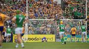 15 May 2022; Clare goalkeeper Eibhear Quilligan is beaten for Limerick's first goal scored by Kyle Hayes, 11, during the Munster GAA Hurling Senior Championship Round 4 match between Clare and Limerick at Cusack Park in Ennis, Clare. Photo by Ray McManus/Sportsfile