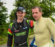 15 May 2022; Josh Moffett and Darren Gass at the finish of the Carlow Rally Round 4 of the National Championship in Kildavin Co. Carlow. Photo by Philip Fitzpatrick/Sportsfile