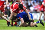 15 May 2022; Jack McCarron of Monaghan in action against Christopher McKaigue of Derry during the Ulster GAA Football Senior Championship Semi-Final match between Derry and Monaghan at Athletic Grounds in Armagh. Photo by Daire Brennan/Sportsfile