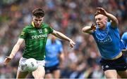 15 May 2022; Jack O’Connor of Meath in action against Tom Lahiff of Dublin during the Leinster GAA Football Senior Championship Semi-Final match between Dublin and Meath at Croke Park in Dublin. Photo by Piaras Ó Mídheach/Sportsfile