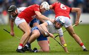 15 May 2022; Stephen Bennett of Waterford with the support of team-mate Patrick Curran, left, in action against Luke Meade, left, and Ciarán Joyce of Cork during the Munster GAA Hurling Senior Championship Round 4 match between Waterford and Cork at Walsh Park in Waterford. Photo by Stephen McCarthy/Sportsfile