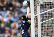 15 May 2022; Dublin goalkeeper Evan Comerford makes a save from a shot on goal from Cillian O’Sullivan of Meath during the Leinster GAA Football Senior Championship Semi-Final match between Dublin and Meath at Croke Park in Dublin. Photo by Piaras Ó Mídheach/Sportsfile