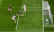 15 May 2022; Jimmy Hyland of Kildare, bottom, scores his side's first goal during the Leinster GAA Football Senior Championship Semi-Final match between Kildare and Westmeath at Croke Park in Dublin. Photo by Seb Daly/Sportsfile