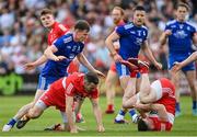 15 May 2022; Gareth McKinless of Derry gathers possession during the Ulster GAA Football Senior Championship Semi-Final match between Derry and Monaghan at Athletic Grounds in Armagh. Photo by Ramsey Cardy/Sportsfile
