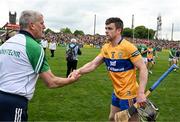 15 May 2022; Limerick manager John Kiely with Tony Kelly of Clare after  the Munster GAA Hurling Senior Championship Round 4 match between Clare and Limerick at Cusack Park in Ennis, Clare. Photo by Ray McManus/Sportsfile
