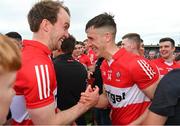 15 May 2022; Padraig Cassidy, left, and Shane McGuigan of Derry after the Ulster GAA Football Senior Championship Semi-Final match between Derry and Monaghan at Athletic Grounds in Armagh. Photo by Ramsey Cardy/Sportsfile