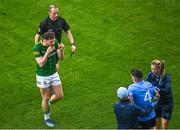 15 May 2022; Jordan Morris of Meath gestures to Lee Gannon of Dublin after being sent off during the Leinster GAA Football Senior Championship Semi-Final match between Dublin and Meath at Croke Park in Dublin. Photo by Seb Daly/Sportsfile