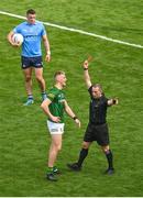 15 May 2022; Jack Flynn of Meath is shown a red card by referee Derek O'Mahoney during the Leinster GAA Football Senior Championship Semi-Final match between Dublin and Meath at Croke Park in Dublin. Photo by Seb Daly/Sportsfile
