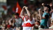 15 May 2022; A Derry supporter cheers on his side during the Ulster GAA Football Senior Championship Semi-Final match between Derry and Monaghan at Athletic Grounds in Armagh. Photo by Daire Brennan/Sportsfile