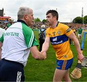 15 May 2022; Limerick manager John Kiely with Tony Kelly of Clare after the Munster GAA Hurling Senior Championship Round 4 match between Clare and Limerick at Cusack Park in Ennis, Clare. Photo by Ray McManus/Sportsfile