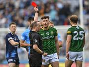 15 May 2022; Jordan Morris of Meath is shown the red card by referee Derek O'Mahoney during the Leinster GAA Football Senior Championship Semi-Final match between Dublin and Meath at Croke Park in Dublin. Photo by Piaras Ó Mídheach/Sportsfile