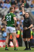 15 May 2022; Jack Flynn of Meath is shown the red card by referee Derek O'Mahoney during the Leinster GAA Football Senior Championship Semi-Final match between Dublin and Meath at Croke Park in Dublin. Photo by Piaras Ó Mídheach/Sportsfile