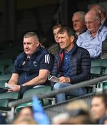 15 May 2022; Current Kerry and former Kildare manager Jack O'Connor, right, with former Kildare selector Tom Cribbin in attendance at the Leinster GAA Football Senior Championship Semi-Final match between Dublin and Meath at Croke Park in Dublin. Photo by Piaras Ó Mídheach/Sportsfile