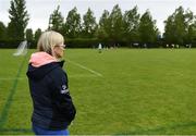 16 May 2022; Former Ireland international Olivia O'Toole looks on during the 2022 Clubforce DDSL Girls U13 League Cup Final match between Stepaside FC and Peamount United at the AUL in Dublin. Photo by Harry Murphy/Sportsfile