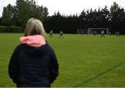 16 May 2022; Former Ireland international Olivia O'Toole looks on during the 2022 Clubforce DDSL Girls U13 League Cup Final match between Stepaside FC and Peamount United at the AUL in Dublin. Photo by Harry Murphy/Sportsfile