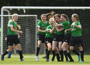 16 May 2022; Peamount United players celebrate their side's first goal during the 2022 Clubforce DDSL Girls U13 League Cup Final match between Stepaside FC and Peamount United at the AUL in Dublin. Photo by Harry Murphy/Sportsfile