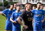 14 May 2022; Bluebell United goalkeeper Erne Lemantovic and teammates after their side's defeat in the FAI Centenary Intermediate Cup Final 2021/2022 match between Rockmount AFC and Bluebell United at Turner's Cross in Cork. Photo by Seb Daly/Sportsfile
