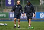 16 May 2022; Backs coach Felipe Contepomi speaks with contact skills coach Denis Leamy during Leinster rugby squad training at Energia Park in Dublin. Photo by Harry Murphy/Sportsfile