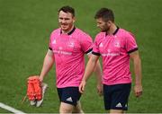 16 May 2022; Peter Dooley and Ross Byrne during Leinster rugby squad training at Energia Park in Dublin. Photo by Harry Murphy/Sportsfile